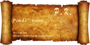 Pakó Keve névjegykártya